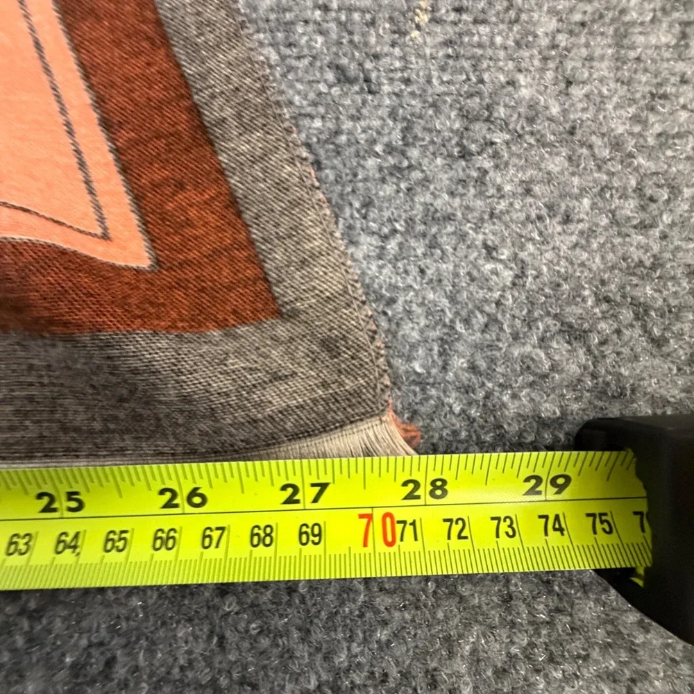 Equestrian Horse Print Scarf Faux Cashmere Shawl Orange Black Beige 71x27.5